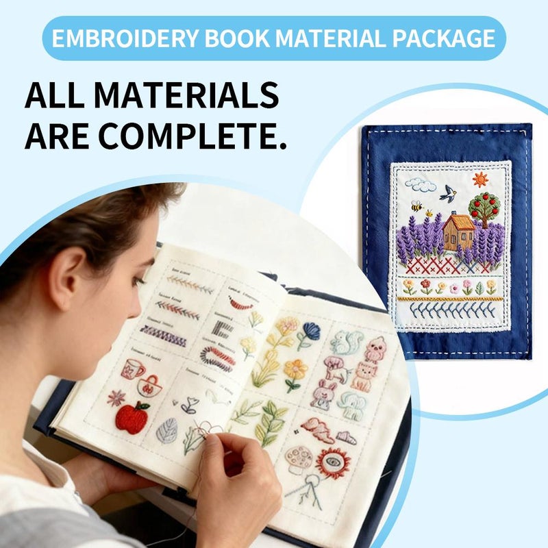 Embroidery Stitch Book Kit for Beginners, Embroidery Learning Book Material Kit, Portable Hand Embroidery Book for Adults & DIY Craft Lovers, DIY Stitching Set Gift - Image 2